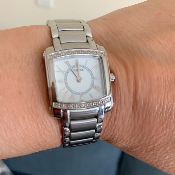 Bulova Diamond Accent Ladies Stainless Steel Watch - Picture 2 of 6